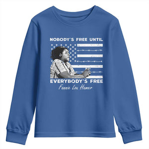 Fannie Lou Hamer Youth Sweatshirt Nobody's Free Until Everybody's Free Black History TS09 Royal Blue Print Your Wear