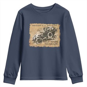 Madam C.J. Walker Youth Sweatshirt Self Made No Shade Black History TS09 Navy Print Your Wear