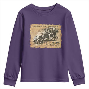 Madam C.J. Walker Youth Sweatshirt Self Made No Shade Black History TS09 Purple Print Your Wear