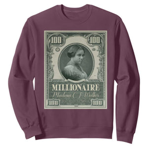 Madam C.J. Walker Sweatshirt Millionaire Black Women Pride TS09 Maroon Print Your Wear