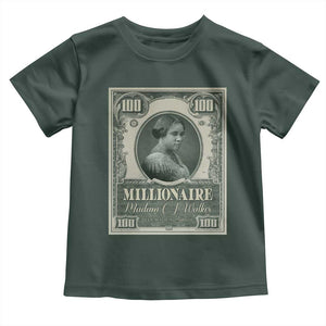 Madam C.J. Walker Toddler T Shirt Millionaire Black Women Pride TS09 Dark Forest Green Print Your Wear