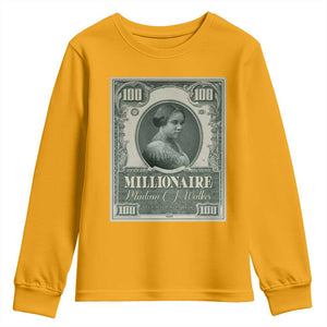 Madam C.J. Walker Youth Sweatshirt Millionaire Black Women Pride TS09 Gold Print Your Wear