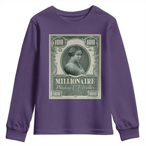Madam C.J. Walker Youth Sweatshirt Millionaire Black Women Pride TS09 Purple Print Your Wear