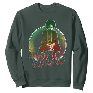 Nina Simone Sweatshirt Black Women History Pride TS09 Dark Forest Green Print Your Wear