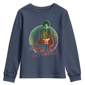 Nina Simone Youth Sweatshirt Black Women History Pride TS09 Navy Print Your Wear