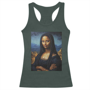Black Women Pride Racerback Tank Top Melanin Mona Lisa Afro Queen Aesthetic Black History TS09 Dark Forest Green Print Your Wear