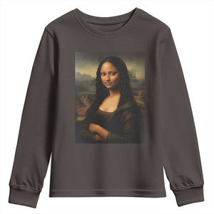 Black Mona Lisa Youth Sweatshirt Melanin Pretty Aesthetic Black History TS09 Dark Chocolate Print Your Wear