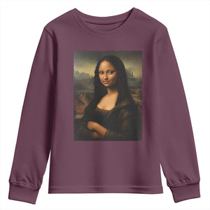 Black Mona Lisa Youth Sweatshirt Melanin Pretty Aesthetic Black History TS09 Maroon Print Your Wear