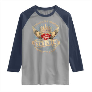Celtic Claddagh Raglan Shirt Love Loyalty Friendship Slainte TS09 Sport Gray Navy Print Your Wear