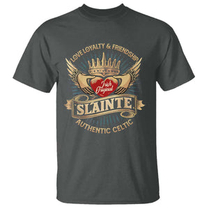 Celtic Claddagh T Shirt Love Loyalty Friendship Slainte TS09 Dark Heather Print Your Wear
