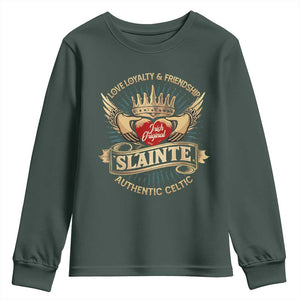 Celtic Claddagh Youth Sweatshirt Love Loyalty Friendship Slainte TS09 Dark Forest Green Print Your Wear