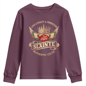 Celtic Claddagh Youth Sweatshirt Love Loyalty Friendship Slainte TS09 Maroon Print Your Wear