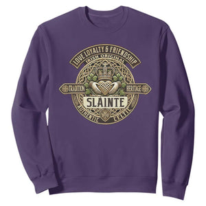 Celtic Claddagh Sweatshirt Slainte Love Loyalty Friendship Vintage TS09 Purple Print Your Wear