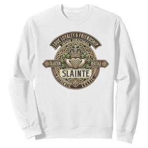 Celtic Claddagh Sweatshirt Slainte Love Loyalty Friendship Vintage TS09 White Print Your Wear