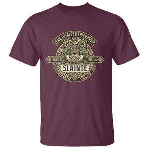 Celtic Claddagh T Shirt Slainte Love Loyalty Friendship Vintage TS09 Maroon Print Your Wear