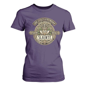 Celtic Claddagh T Shirt For Women Slainte Love Loyalty Friendship Vintage TS09 Purple Print Your Wear