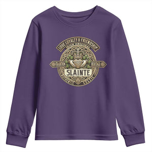 Celtic Claddagh Youth Sweatshirt Slainte Love Loyalty Friendship Vintage TS09 Purple Print Your Wear