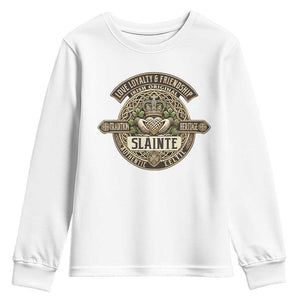 Celtic Claddagh Youth Sweatshirt Slainte Love Loyalty Friendship Vintage TS09 White Print Your Wear