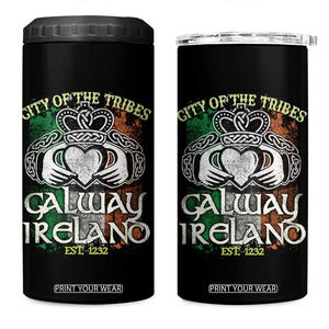 Galway Ireland 4 in 1 Can Cooler Tumbler City Of The Tribes Est 1232 TS09 One Size: 16 oz Black Print Your Wear