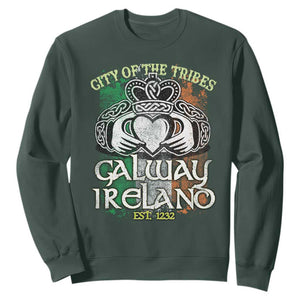 Galway Ireland Sweatshirt City Of The Tribes Est 1232 TS09 Dark Forest Green Print Your Wear