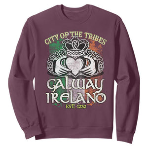 Galway Ireland Sweatshirt City Of The Tribes Est 1232 TS09 Maroon Print Your Wear