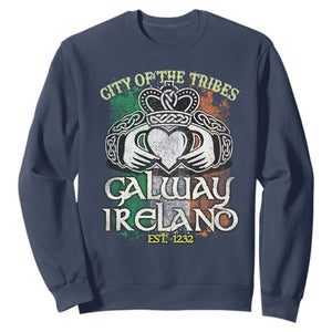 Galway Ireland Sweatshirt City Of The Tribes Est 1232 TS09 Navy Print Your Wear