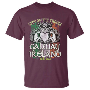 Galway Ireland T Shirt City Of The Tribes Est 1232 TS09 Maroon Print Your Wear