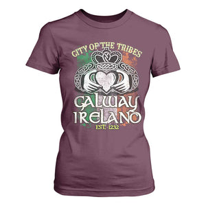 Galway Ireland T Shirt For Women City Of The Tribes Est 1232 TS09 Maroon Print Your Wear