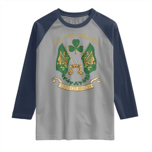 Irish Pride Raglan Shirt Eirinn Go Brach Ireland Forever TS09 Sport Gray Navy Print Your Wear