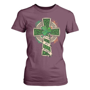Irish Pride T Shirt For Women Eirinn Go Brach Ireland For Ever TS09 Maroon Print Your Wear