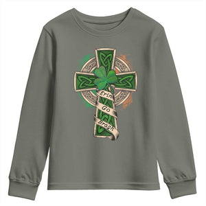 Irish Pride Youth Sweatshirt Eirinn Go Brach Ireland For Ever TS09 Military Green Print Your Wear