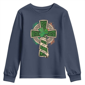 Irish Pride Youth Sweatshirt Eirinn Go Brach Ireland For Ever TS09 Navy Print Your Wear