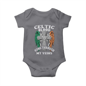Irish Celtic Pride Baby Onesie Celtic Blood Runs Through My Veins TS09 Charcoal Print Your Wear
