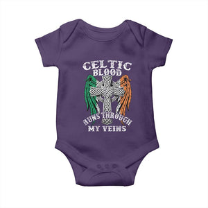Irish Celtic Pride Baby Onesie Celtic Blood Runs Through My Veins TS09 Purple Print Your Wear