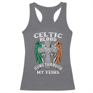 Irish Celtic Pride Racerback Tank Top Celtic Blood Runs Through My Veins TS09 Charcoal Print Your Wear
