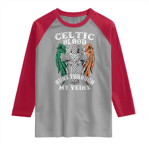 Irish Celtic Pride Raglan Shirt Celtic Blood Runs Through My Veins TS09 Sport Gray Red Print Your Wear