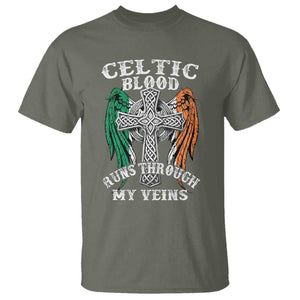 Irish Celtic Pride T Shirt Celtic Blood Runs Through My Veins TS09 Military Green Print Your Wear