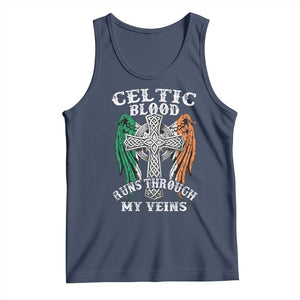 Irish Celtic Pride Tank Top Celtic Blood Runs Through My Veins TS09 Navy Print Your Wear