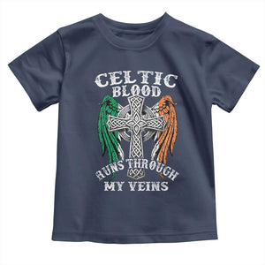 Irish Celtic Pride Toddler T Shirt Celtic Blood Runs Through My Veins TS09 Navy Print Your Wear