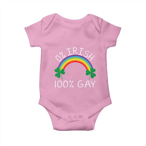 Funny St. Patrick's Day LGBT Baby Onesie 0 Irish 100 Gay Rainbow Shamrock TS09 Light Pink Print Your Wear