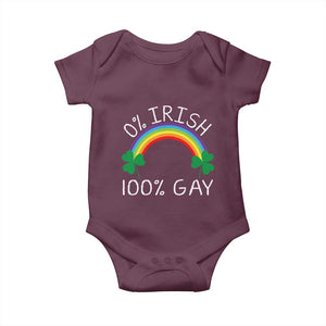 Funny St. Patrick's Day LGBT Baby Onesie 0 Irish 100 Gay Rainbow Shamrock TS09 Maroon Print Your Wear