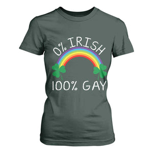Funny St. Patrick's Day LGBT T Shirt For Women 0 Irish 100 Gay Rainbow Shamrock TS09 Dark Forest Green Print Your Wear