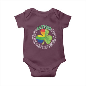 Gayrish Funny St. Patrick's Day LGBT Baby Onesie TS09 Maroon Print Your Wear