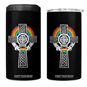 Rainbow Celtic Claddagh Cross 4 in 1 Can Cooler Tumbler TS09 One Size: 16 oz Black Print Your Wear