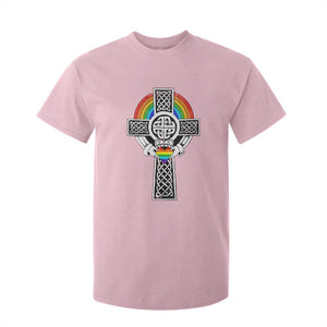 Rainbow Celtic Claddagh Cross T Shirt For Kid TS09 Light Pink Print Your Wear