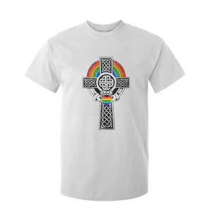 Rainbow Celtic Claddagh Cross T Shirt For Kid TS09 White Print Your Wear