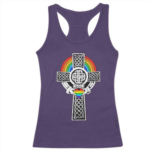 Rainbow Celtic Claddagh Cross Racerback Tank Top TS09 Purple Print Your Wear
