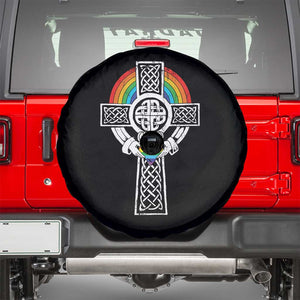 Rainbow Celtic Claddagh Cross Spare Tire Cover TS09 Black Print Your Wear