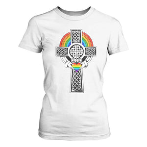 Rainbow Celtic Claddagh Cross T Shirt For Women TS09 White Print Your Wear
