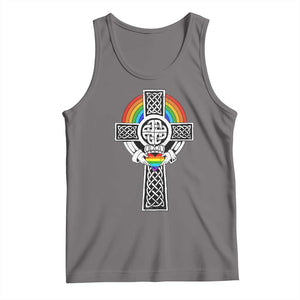 Rainbow Celtic Claddagh Cross Tank Top TS09 Deep Heather Print Your Wear